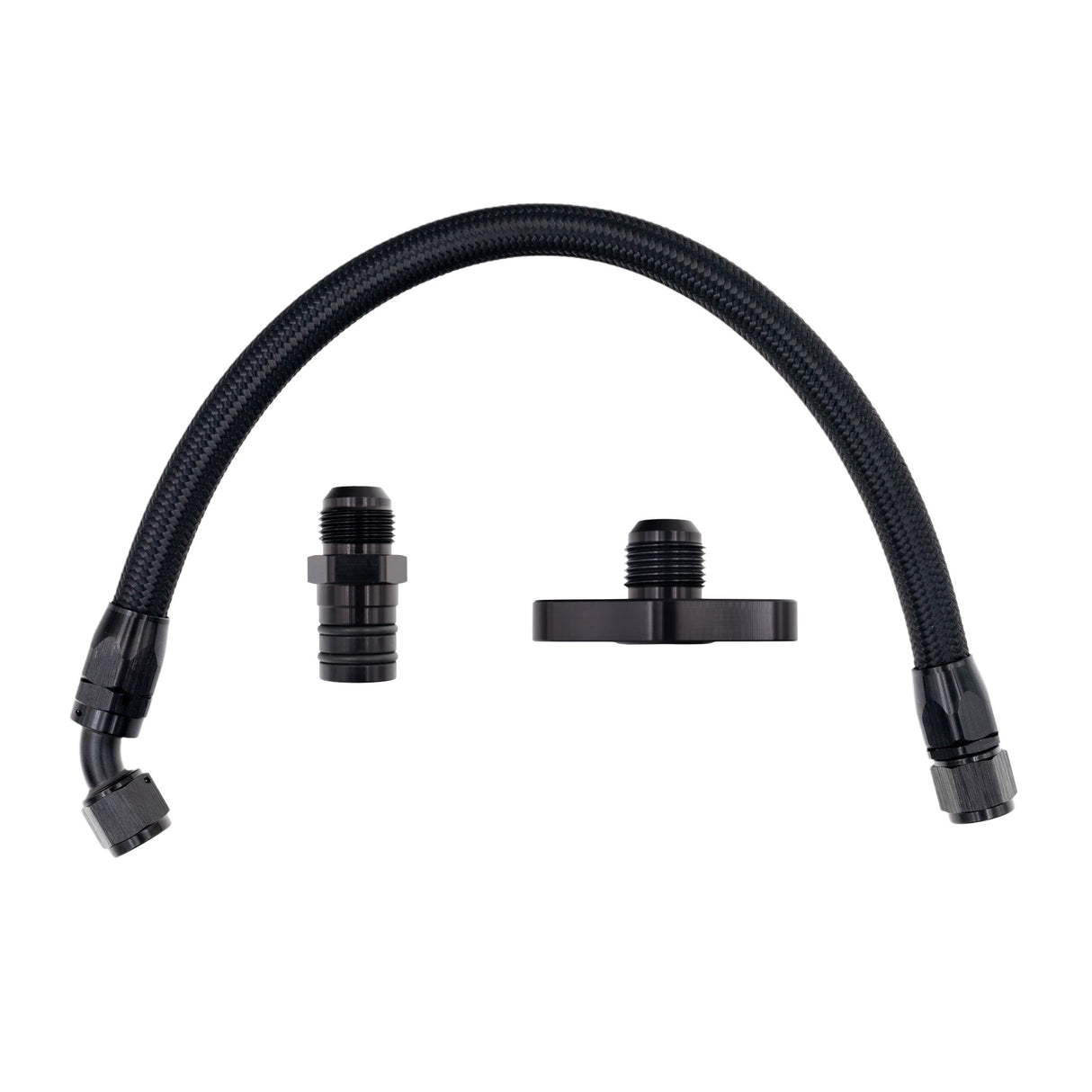 FSD 2003+ 2nd Gen Swap Turbo Drain Kit Manifold Flipped Up Black Braided