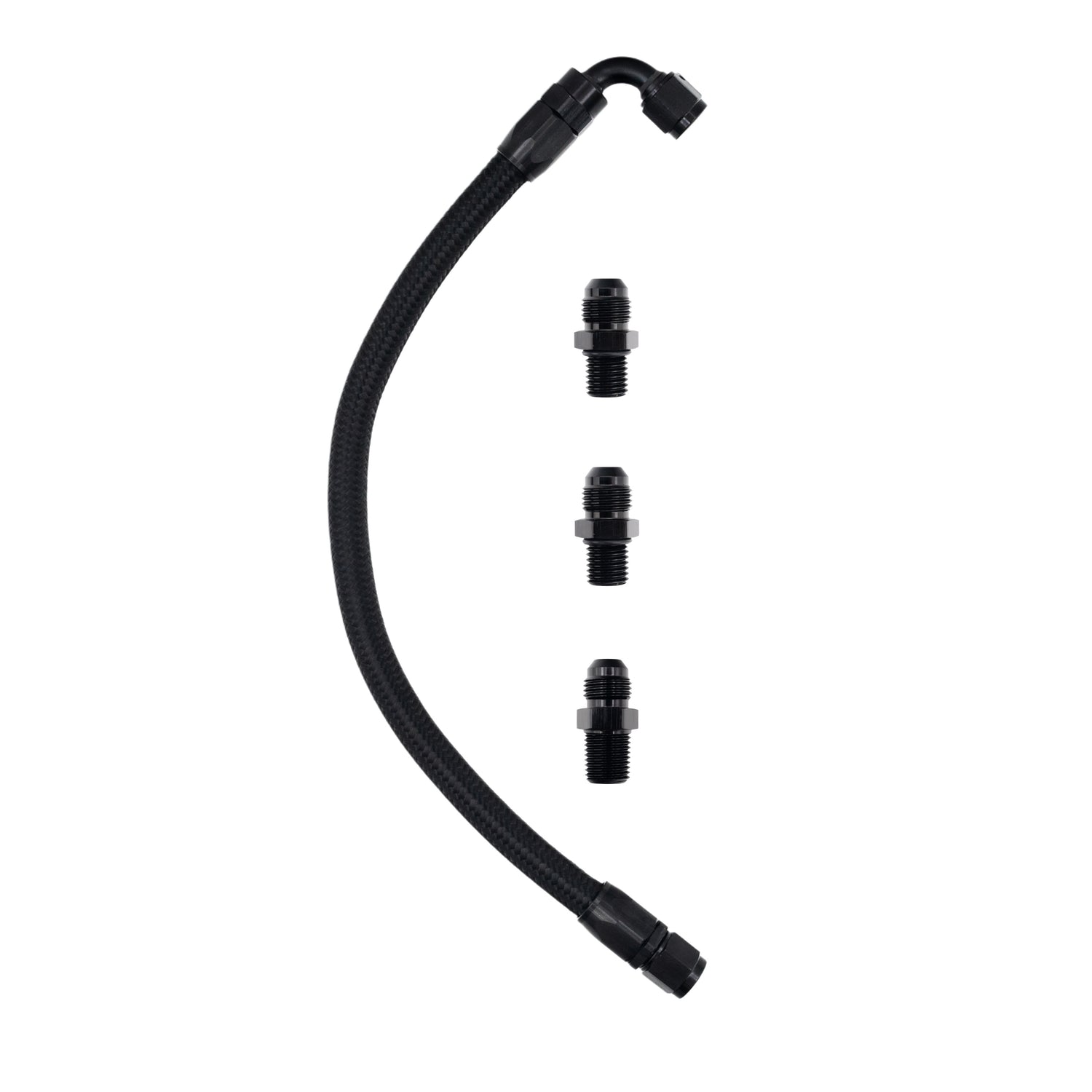 FSD 1994-2002 Dodge Cummins Turbo Feed Line Manifold Flipped Up Black Braided