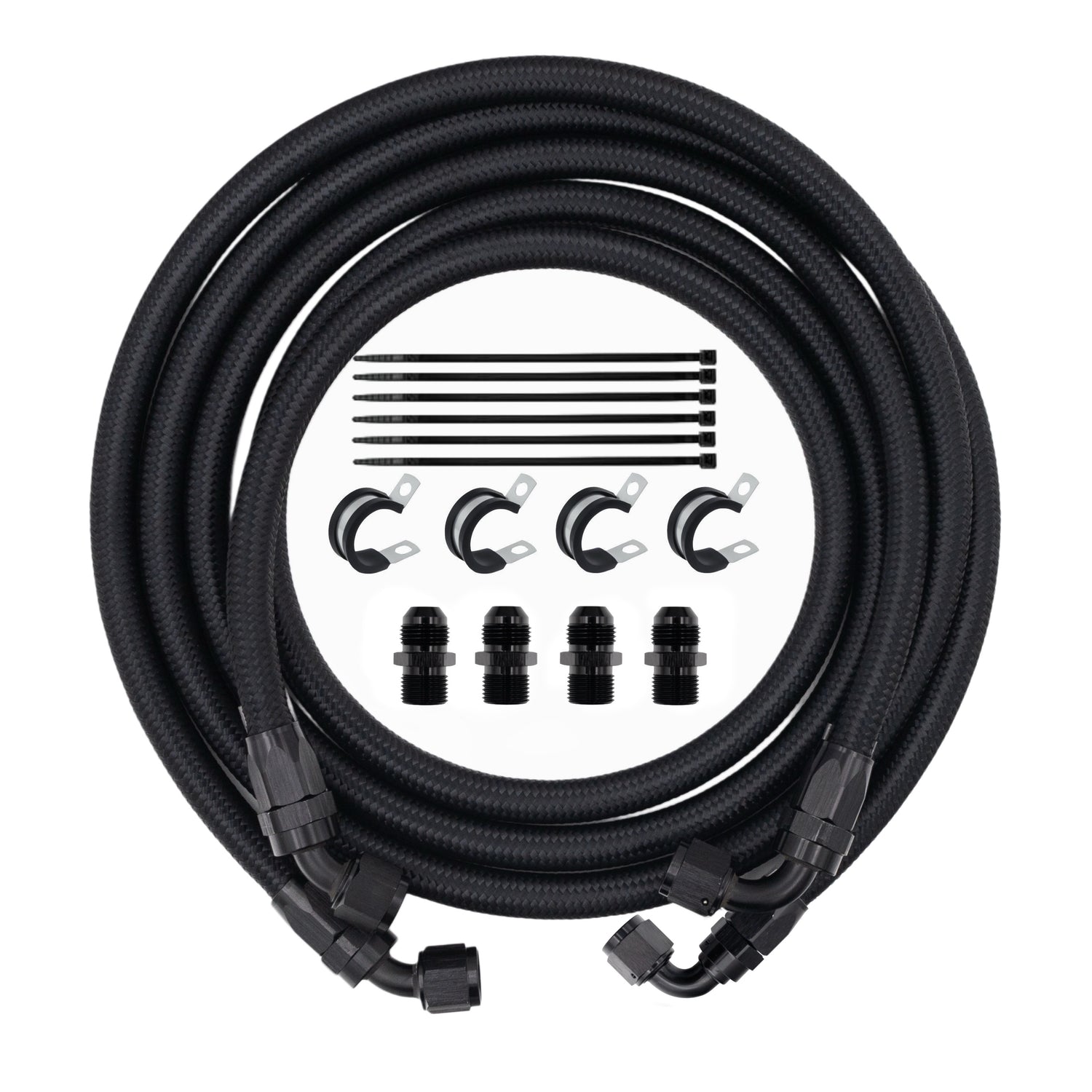 FSD 2007.5-2009 Dodge Cummins Transmission Line Kit Black Braided For Mishimoto Transmission Cooler