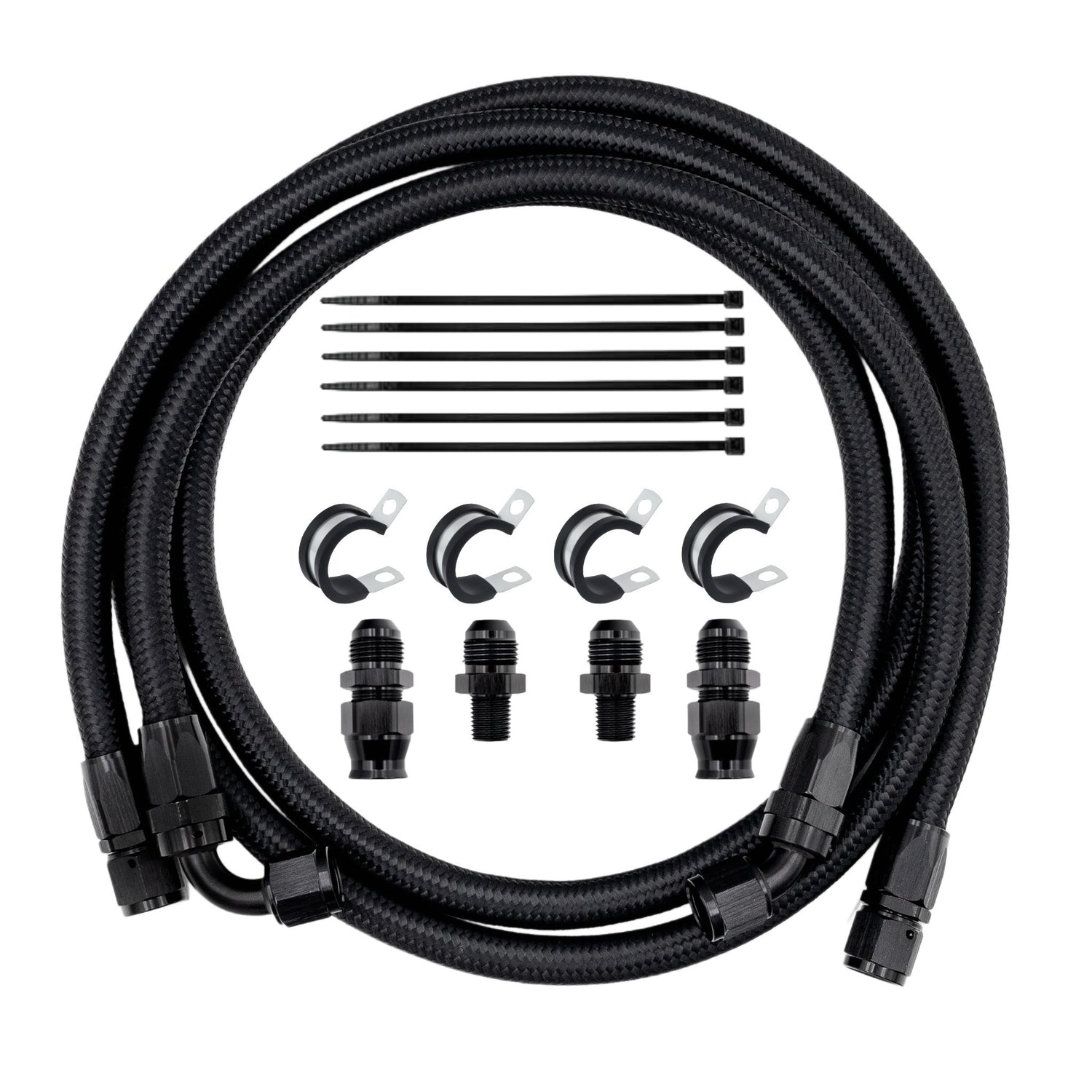 FSD 1994-2007 Dodge Cummins  Stock Replacement  Transmission Line Kit Black Braided Bypass Heat Exchanger