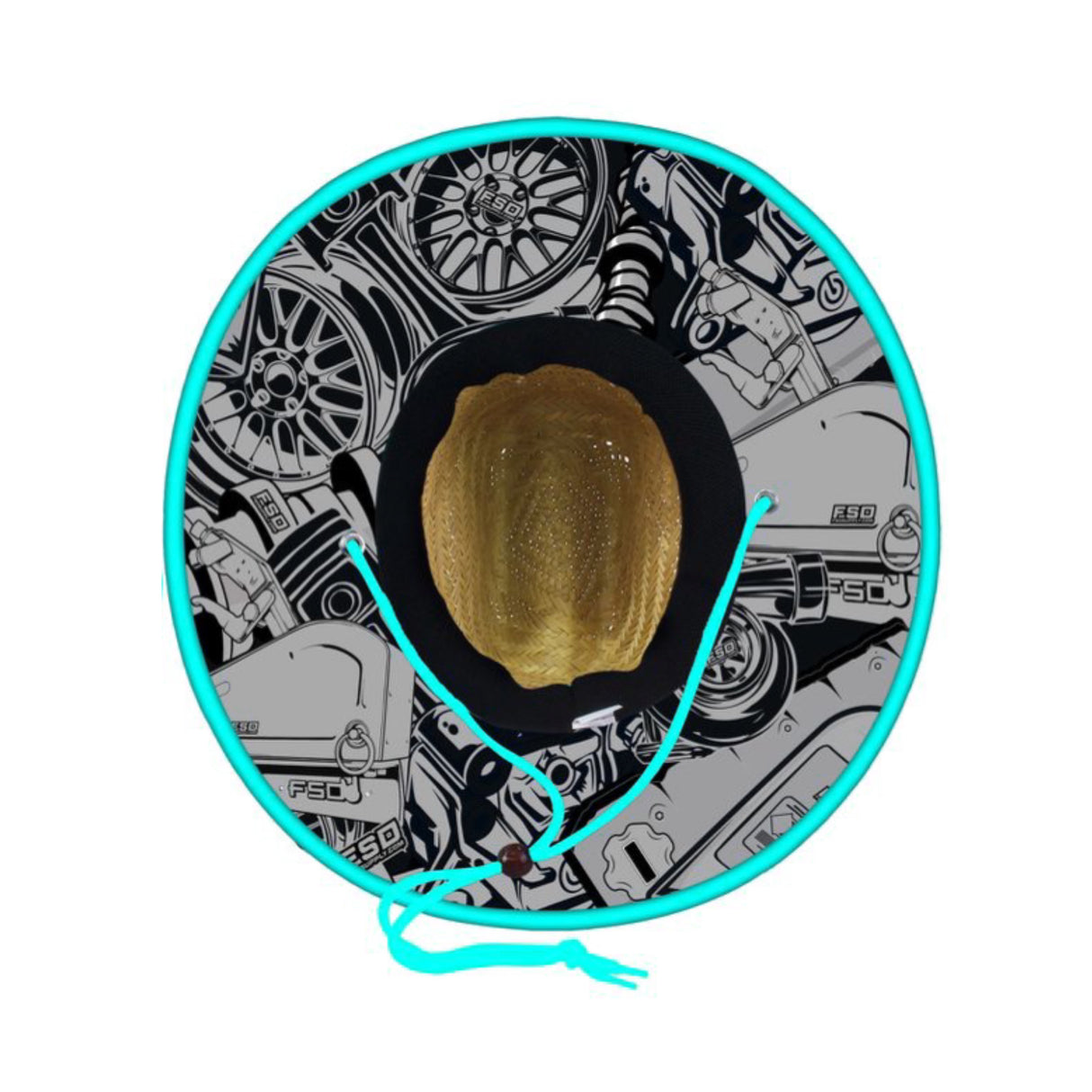 “Summer Vibes” Teal Blue Straw Hat