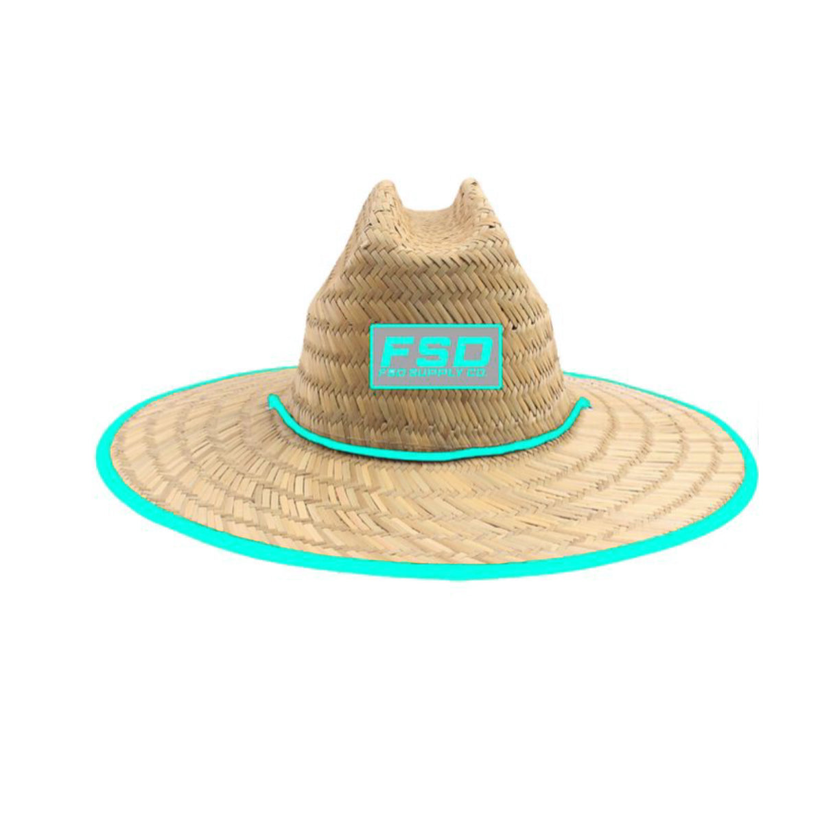 “Summer Vibes” Teal Blue Straw Hat