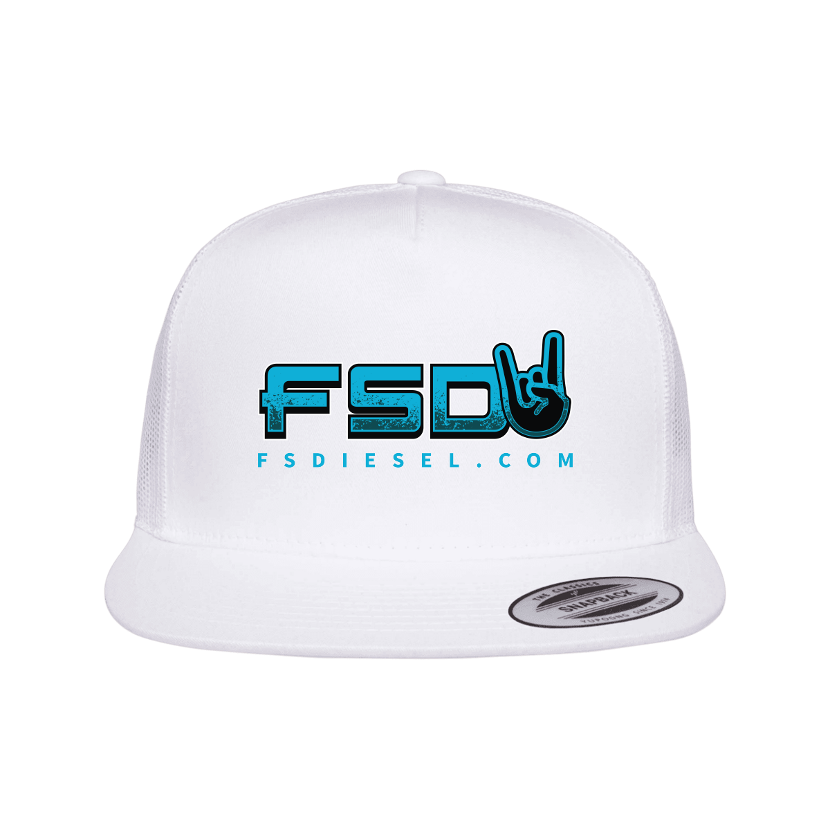 FSD White Flat Snapback Trucker