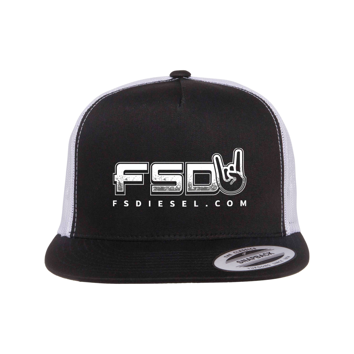 FSD Black/White Flat Snapback Trucker