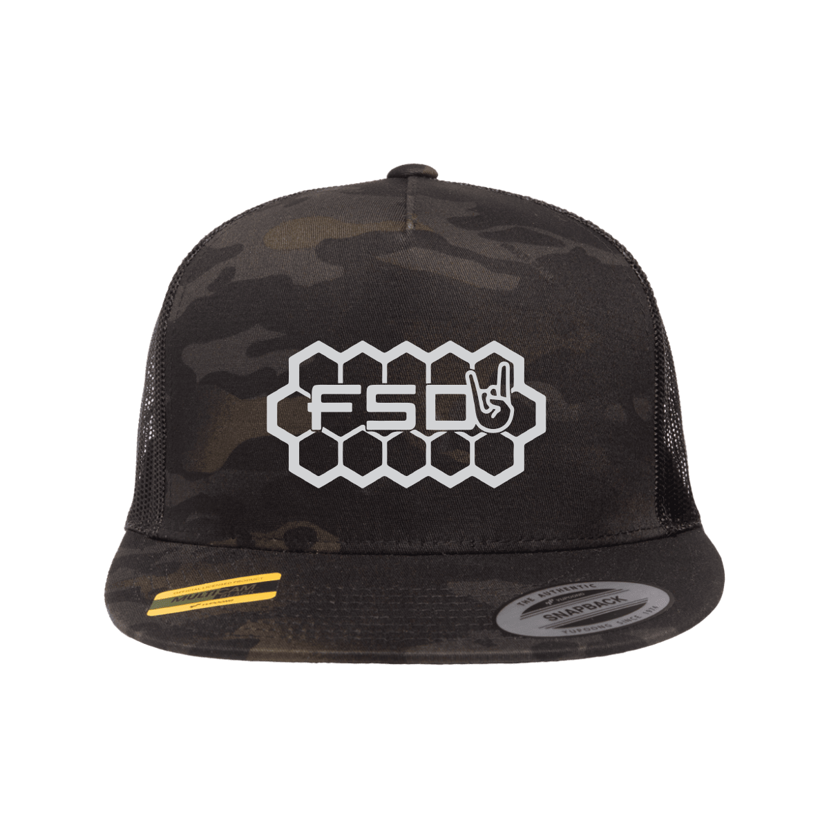 FSD Black Camo Flat Snapback Trucker