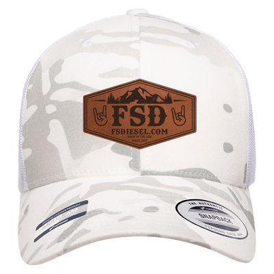 White Multicam Leather Patch Trucker