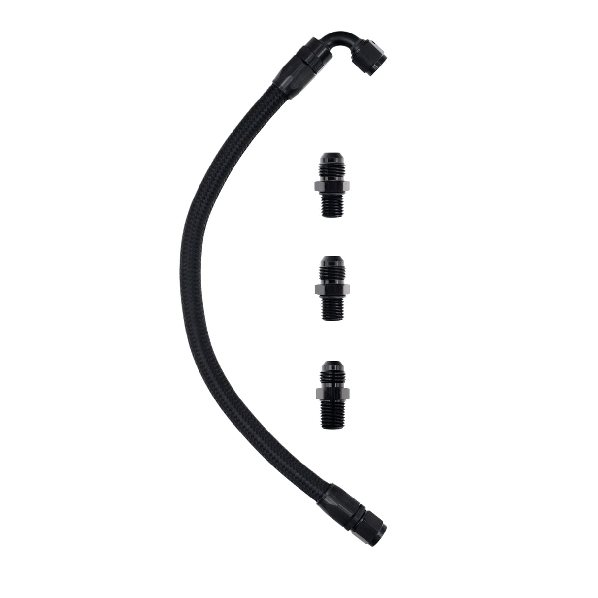 FSD 1994-2002 Dodge Cummins Turbo Feed Line Manifold Flipped Up Black Braided