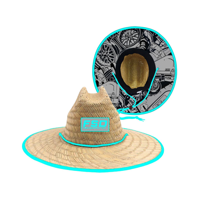 “Summer Vibes” Teal Blue Straw Hat