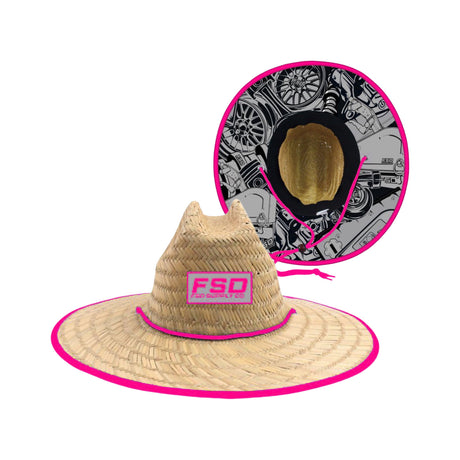 “Summer Vibes” Neon Pink Straw Hat
