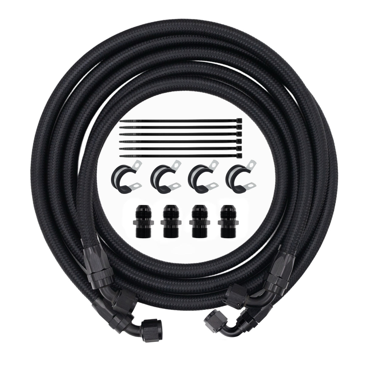 FSD 2007.5-2009 Dodge Cummins Transmission Line Kit Black Braided For Mishimoto Transmission Cooler