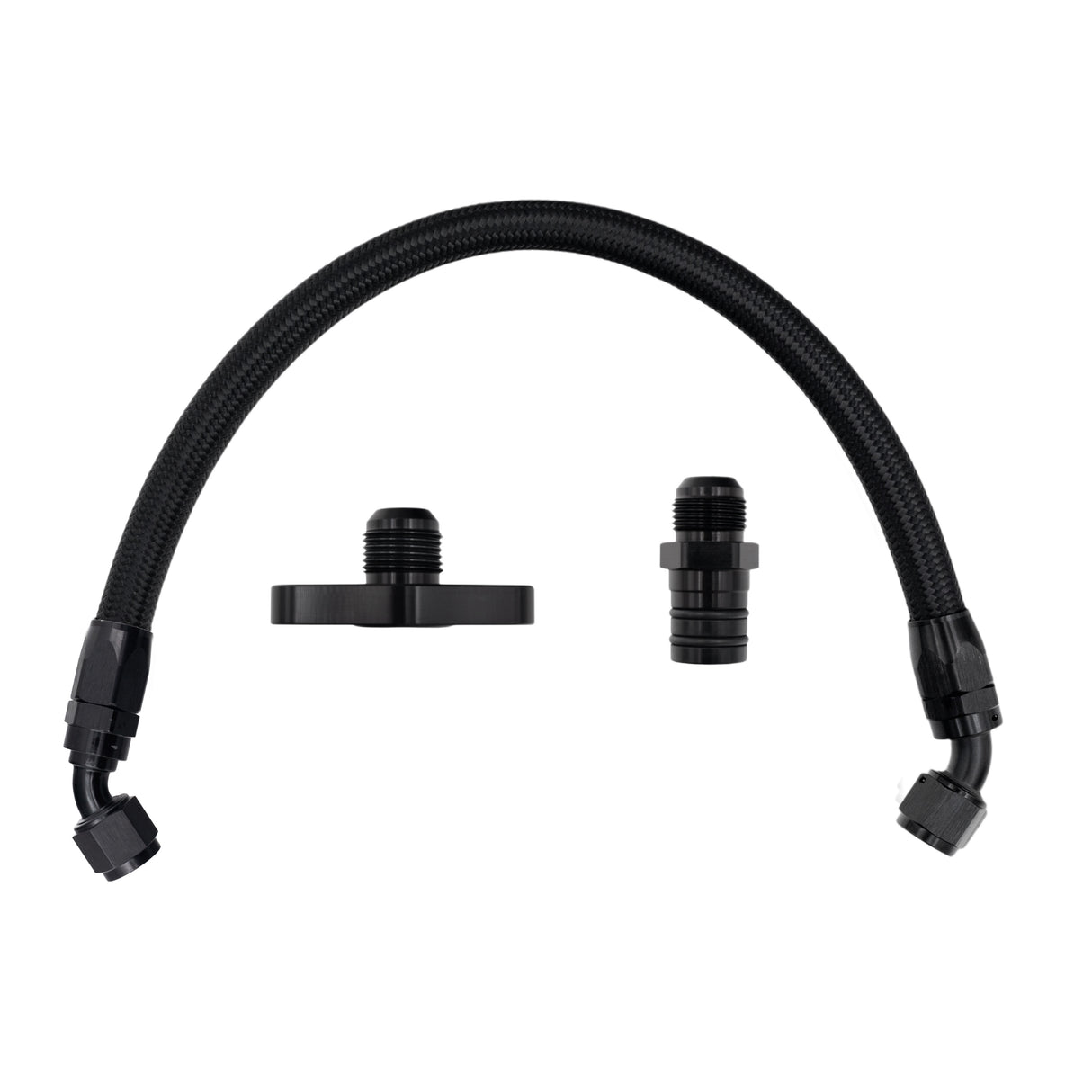 FSD 1994-2002 Dodge Cummins Turbo Drain Kit Manifold Flipped Up Black Braided