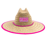 “Summer Vibes” Neon Pink Straw Hat