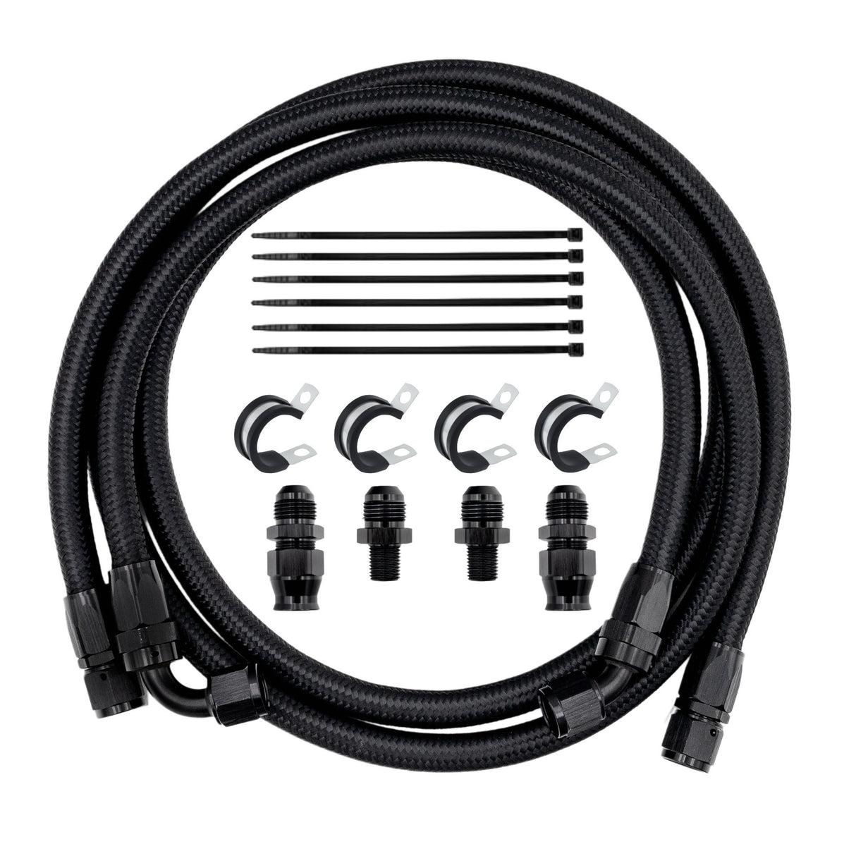 FSD 1994-2007 Dodge Cummins  Stock Replacement  Transmission Line Kit Black Braided Bypass Heat Exchanger