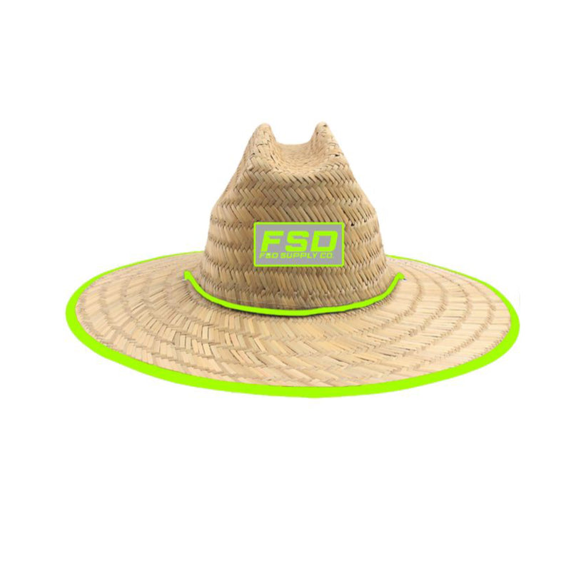 “Summer Vibes” Neon Yellow Straw Hat