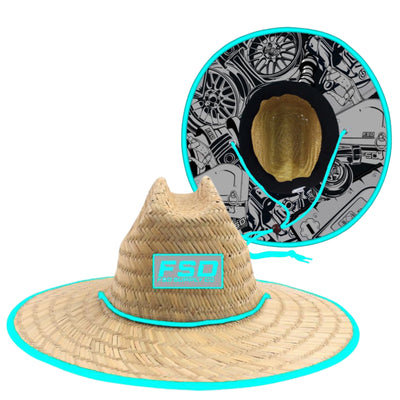 “Summer Vibes” Teal Blue Straw Hat