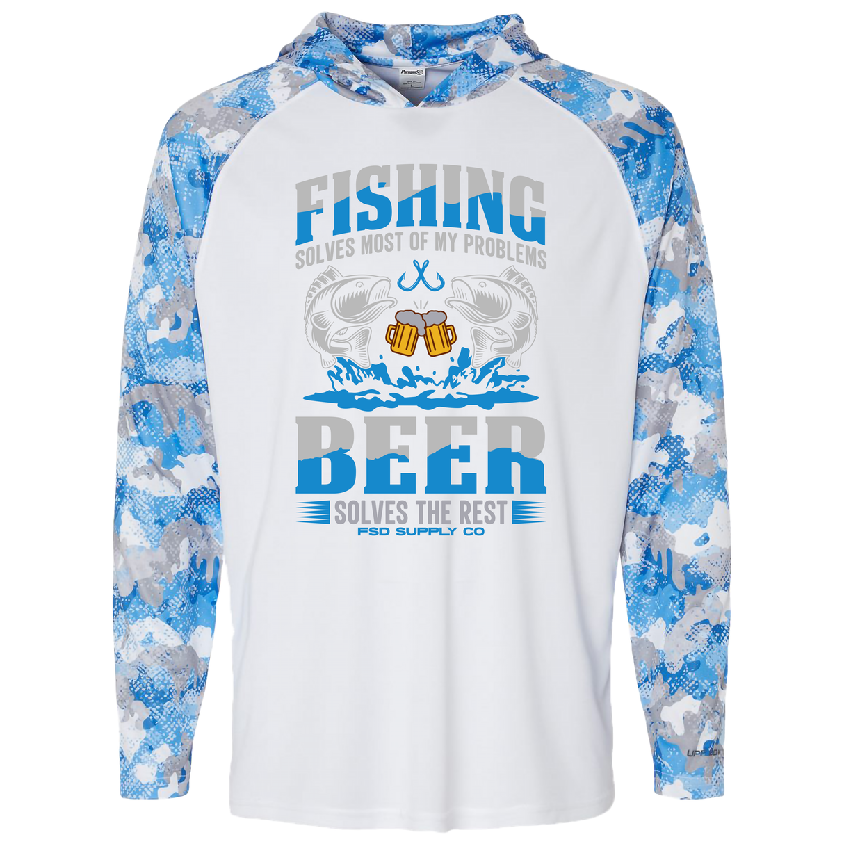 “Fishing and Beer” Sun-Block Hooded Tee