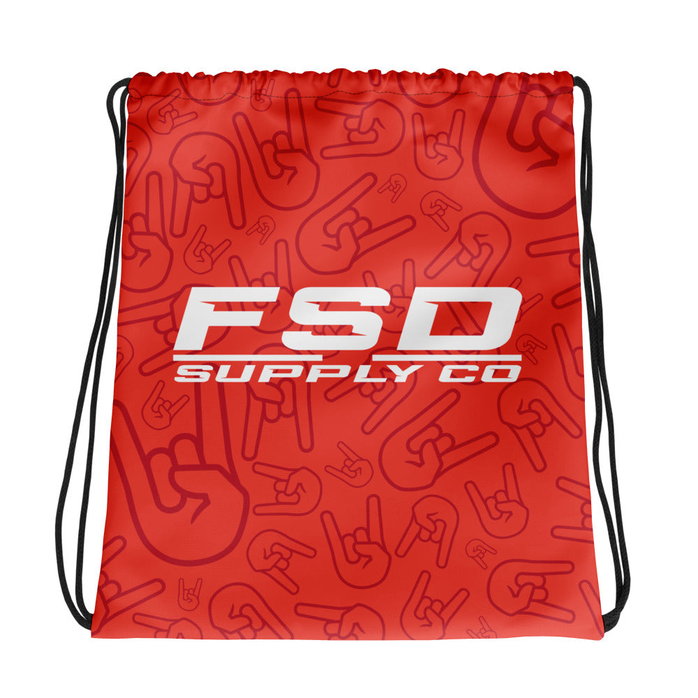 "Hand Tatted" Red Drawstring bag