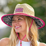 “Summer Vibes” Neon Pink Straw Hat